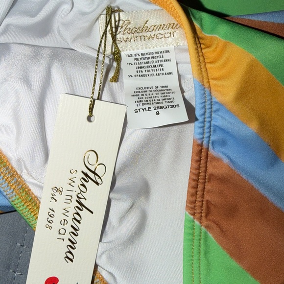 Shoshanna One-Shoulder Stripe Ring-Detail Swimsuit in Pastel Multi - Picture 7 of 7